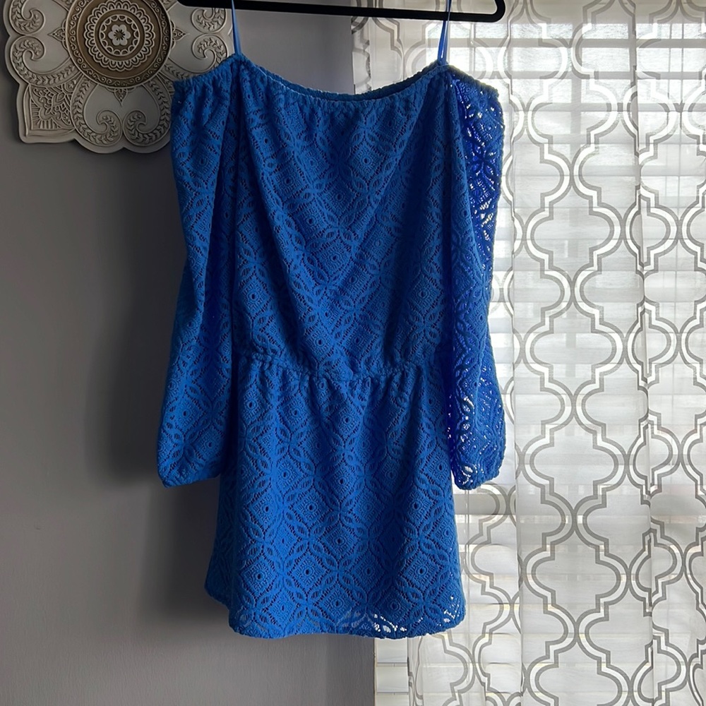 Lace Lilly Pulitzer Off-the-Shoulder Long Sleeve Romper Dress